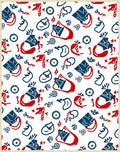 Festive Red Blue Whimsical Icons Rug