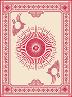 Crimson Sunburst Framed Medallion Rug