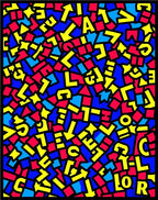 Bold Primary Color Geometric Alphabet Rug