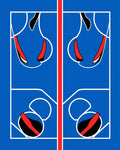 Bold Blue Red Abstract Panels Rug