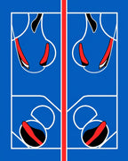 Bold Blue Red Abstract Panels Rug