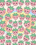 Kawaii Pink Strawberry Rainbow Swirl Rug