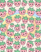 Kawaii Pink Strawberry Rainbow Swirl Rug