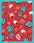 Playful Red Abstract Faces Rug
