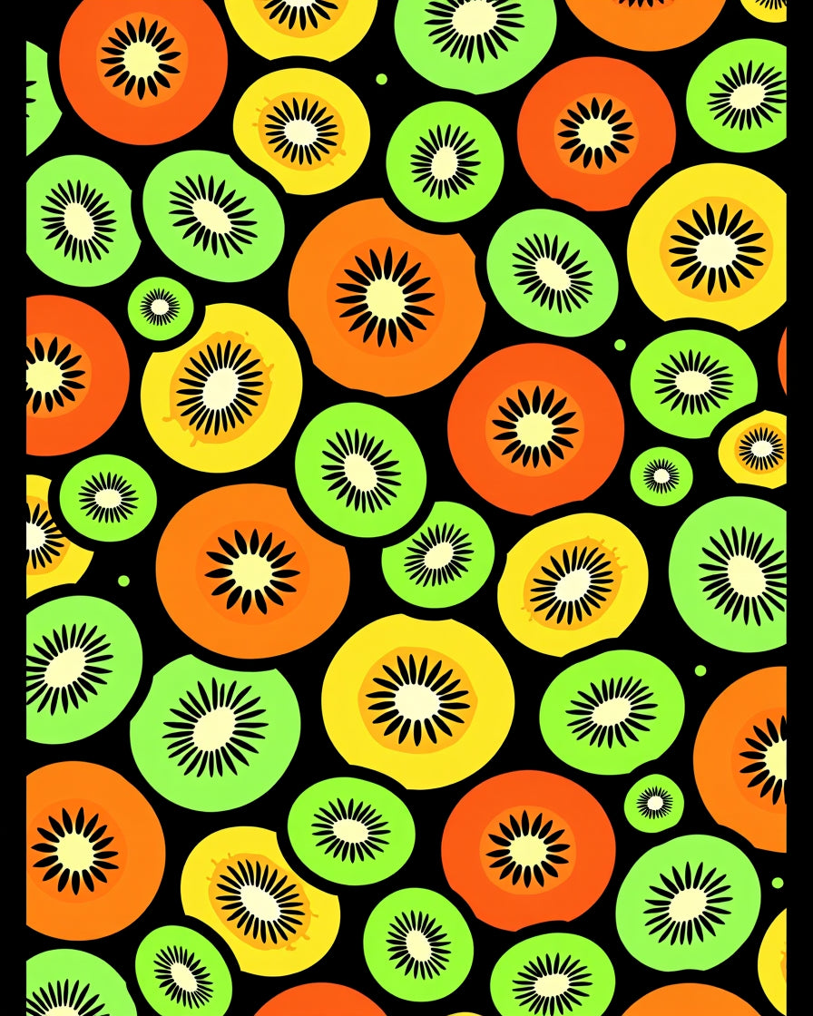 Vibrant Orange Green Yellow Fruit Slices Rug