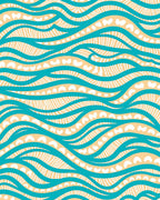 Teal Tan Wavy Organic Lines Rug