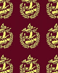 Yellow Laurel Emblem Burgundy Rug