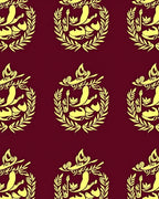 Yellow Laurel Emblem Burgundy Rug