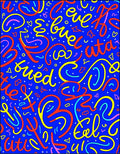 Bright Blue Graffiti Scribble Rug