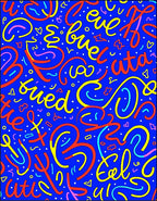 Bright Blue Graffiti Scribble Rug