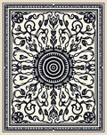 Black and Cream Floral Mandala Rug