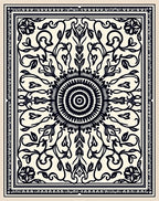 Black and Cream Floral Mandala Rug