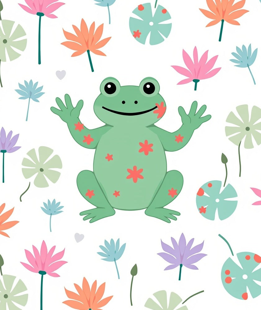 Whimsical Frog Flower Garden Rug