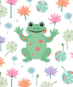 Whimsical Frog Flower Garden Rug