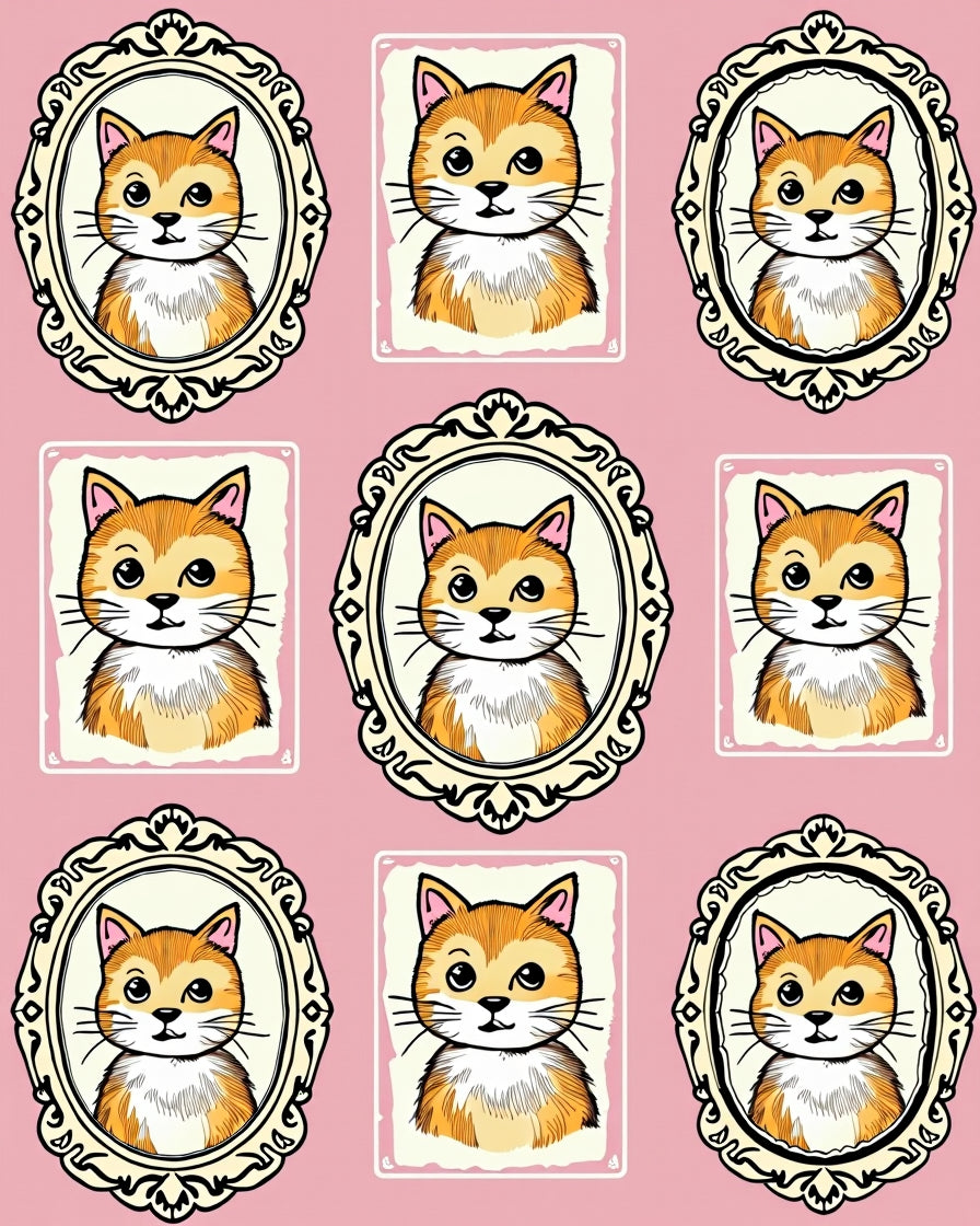 Playful Orange Cat Portrait Collection Rug