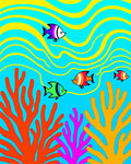 Coral Reef Fish With Yellow Waves Rug