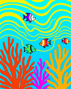 Coral Reef Fish With Yellow Waves Rug