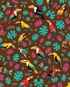 Tropical Toucan Birds and Butterflies Brown Rug