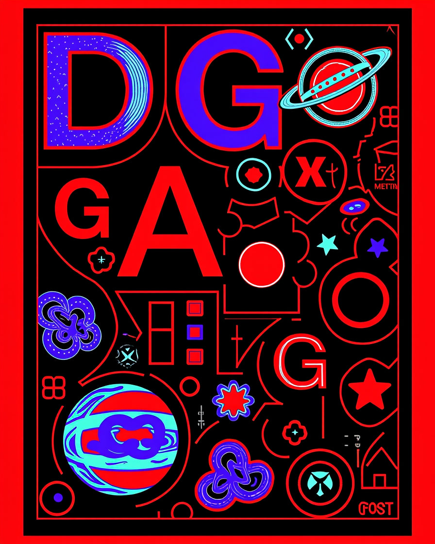 Bold Red Blue Geometric Abstract Rug