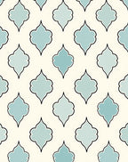 Light Aqua Quatrefoil Tile Overlay Rug