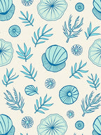 Oceanic Sea Life Leaves Accent Rug