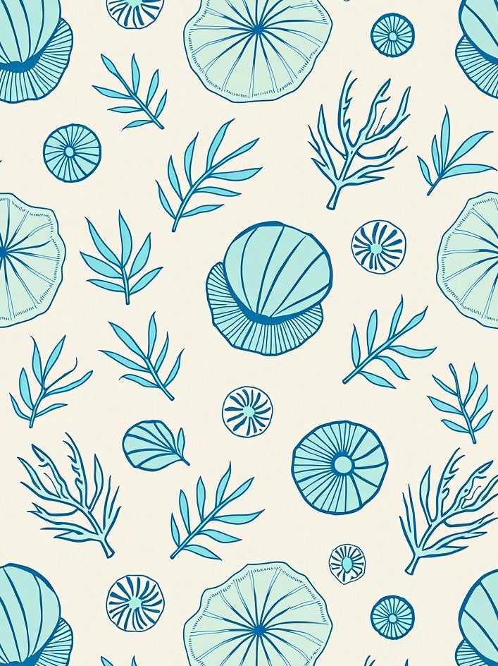 Oceanic Sea Life Leaves Accent Rug