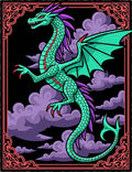 Teal Dragon Purple Clouds Frame Rug