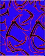 Bold Blue Abstract Red Black Swirls Rug