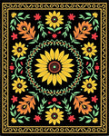 Golden Sunflower Folk Art Rug