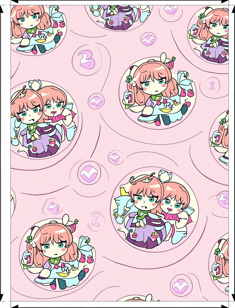 Cute Pink Anime Girls Tea Party Rug
