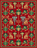 Red African Elephant Giraffe Fauna Rug