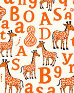 Orange Giraffe Alphabet Scatter Rug