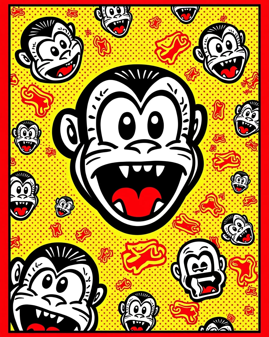 Retro Yellow Monkey Pop Art Rug