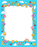 Playful Rainbow Alphabet Border Rug