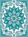 Teal White Floral Medallion Harmony Rug