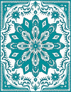 Teal White Floral Medallion Harmony Rug