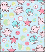 Cute Pink Blue Ocean Creatures Rug
