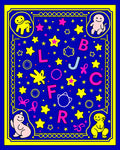 Blue Cosmic Alphabet Star Medallion Rug