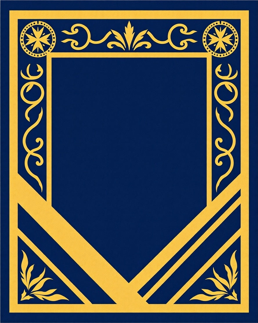 Royal Blue Golden Ornate Border Rug