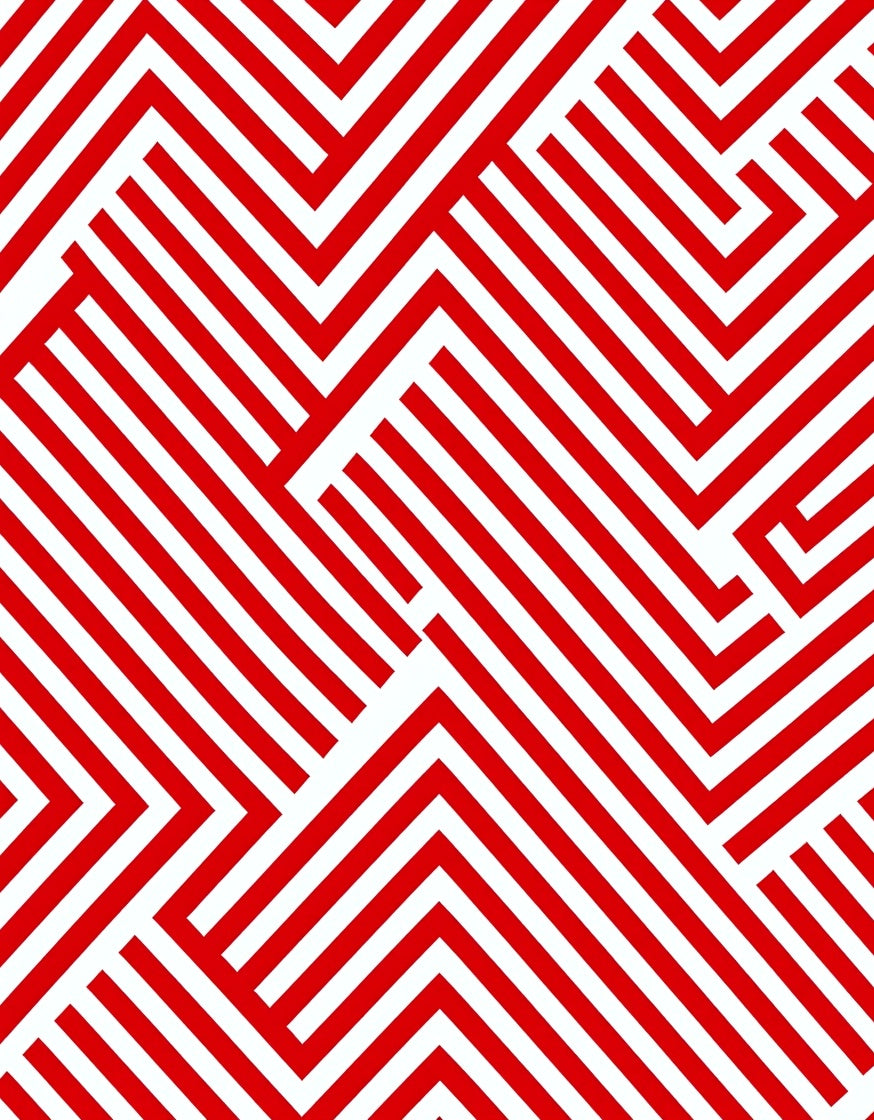 Bold Crimson Interlocking Lines Rug