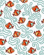 Orange Fish In Teal Swirls Rug