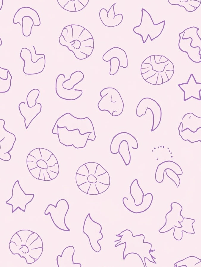 Purple Outline Fossil Shapes Rug