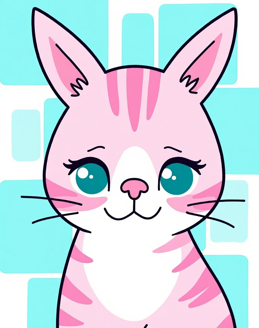 Pink Cat With Teal Eyes Rug