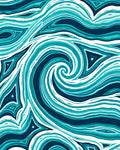 Aqua Blue Swirling Abstract Ocean Rug