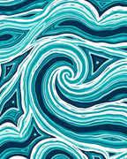 Aqua Blue Swirling Abstract Ocean Rug