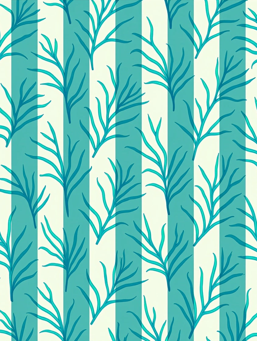 Teal Coral Stripe Abstract Rug