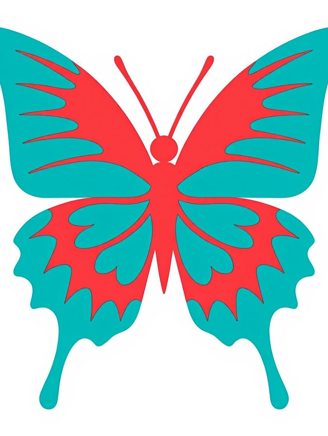 Fiery Coral Teal Butterfly Wings Rug