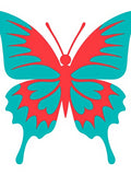 Fiery Coral Teal Butterfly Wings Rug