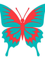 Fiery Coral Teal Butterfly Wings Rug