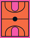 Retro Orange Pink Geometric Court Rug